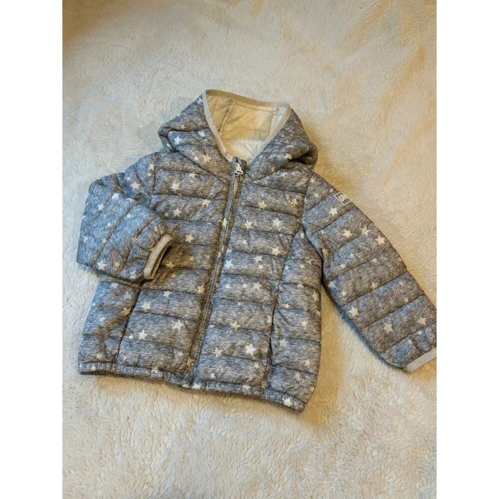 Baby GAP Primaloft Down Alternative 2T Grey Cream Stars Puffer Jacket